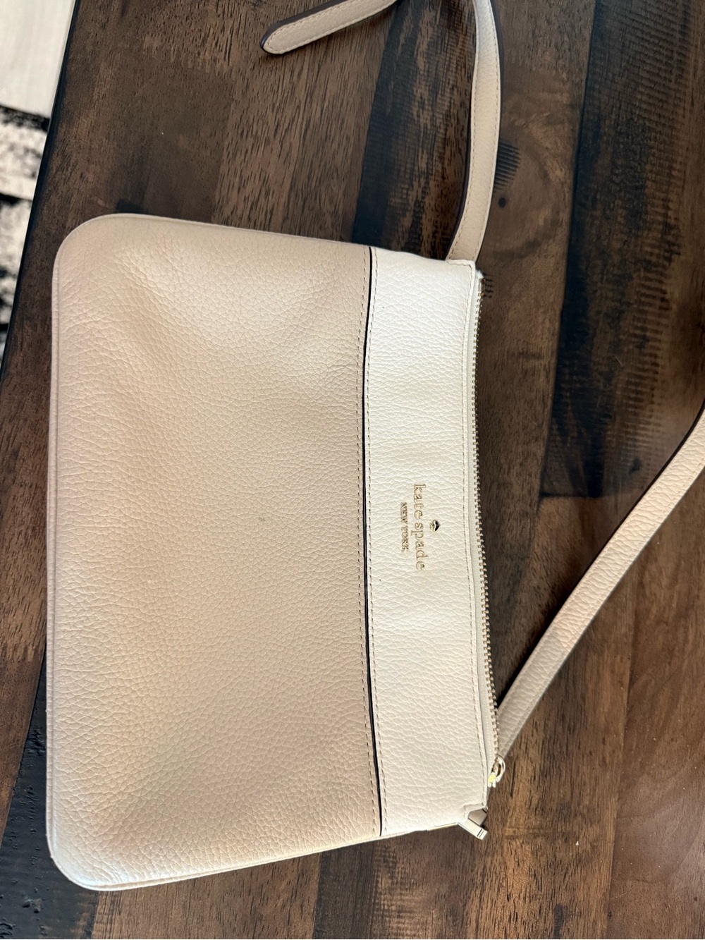 kate spade Two-Tone Beige and Cream Pebbled Leather Crossbody